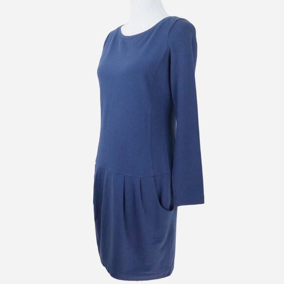 Boden US 4 French Terry Knit Sheath Dress Drop Waist Navy Blue - Picture 1 of 10